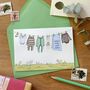 Personalised Blue New Baby Washing Line Card, thumbnail 1 of 6