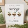 Personalised Little Puddings Christmas Card For Nanny, thumbnail 1 of 7