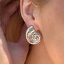 Textured Spiral Shell Oversized Stud Earrings, thumbnail 1 of 5