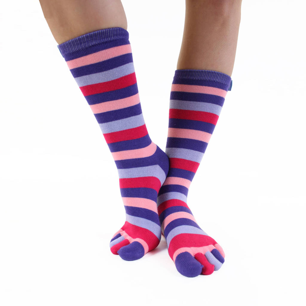 mid calf stripy toe socks by toetoe | notonthehighstreet.com