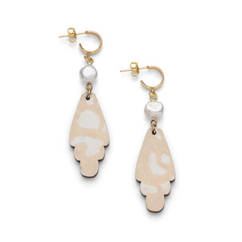 'Tegen' Sustainable Wood And Pearl Earrings, 10 of 12