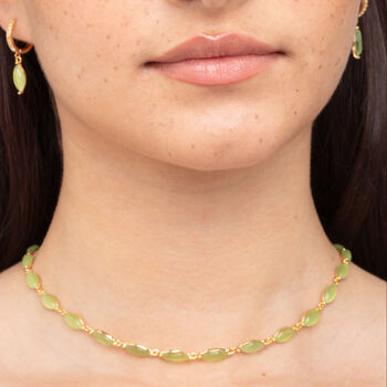 Nekomeishi Green Semi Precious Cats Eye Necklace, 2 of 5