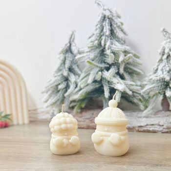 Two Cute Snowman Christmas Candles And Festive Decor, 11 of 11