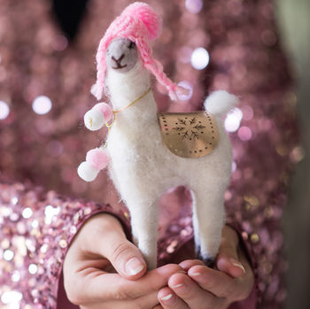 Sweet Llama In A Bobble Hat Decoration, 3 of 3