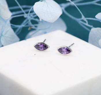 Amethyst Purple Marquise Cz Stud Earrings, 3 of 11