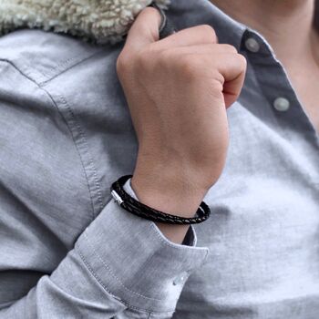 Men's Personalsied Love Heart Woven Leather Bracelet, 6 of 7