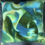 Layers, Velvet Printed Cushion, Turquoise + Green, thumbnail 3 of 8