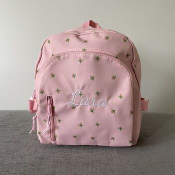 Personalised Embroidered Ditsy Girls Rounded Backpack, 8 of 9