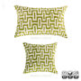 Geometric Green Ikat Silk Velvet Cushion Cover 40x60cm, thumbnail 5 of 6