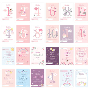 Personalised Fairy Princess Baby Milestone Cards, 5 of 6