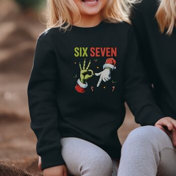 Funny Six Seven Meme Childrens Christmas Jumper, 3 of 4