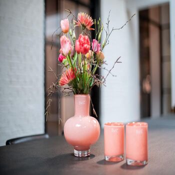 Glass Posy Vase Modest Fruity Colours Apricot And Peach, 4 of 8