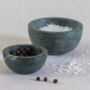 Set Of Two Green Marble Curved Pinch Pots, thumbnail 1 of 4
