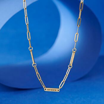 Gold Multiple Engraved Name Paper Clip Chain Necklace, 3 of 10