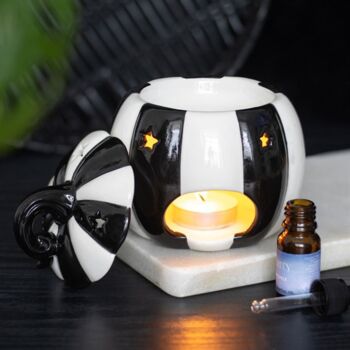 Black And White Striped Pumpkin Oil Burner – Halloween Decor, 2 of 2