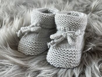 Grey Knitted Baby Booties, 3 of 10