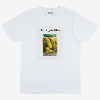 In A Pickle Unisex Slogan T Shirt In White, 2 of 6