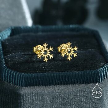 Sterling Silver Tiny Snowflake Stud Earrings, 4 of 12