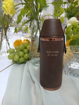 Personalised 8oz Copper Hunter Flask With Shot Cups, 2 of 8