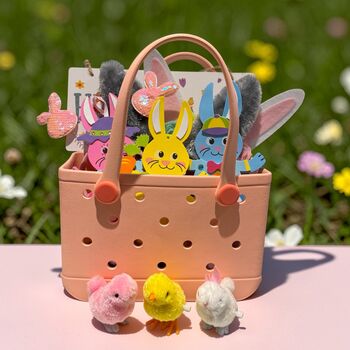 Personalised Easter Baskets, Bunny Rabbit And Alphabet Name Letter Charm, 2 of 5