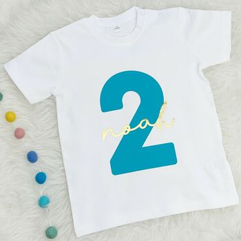 Kids Birthday T Shirt With Name And Age, 2 of 3