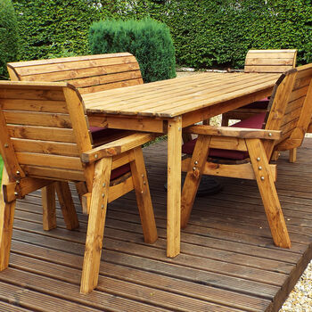 Eight Seater Rectangular Garden Table Set With Benches, 7 of 7