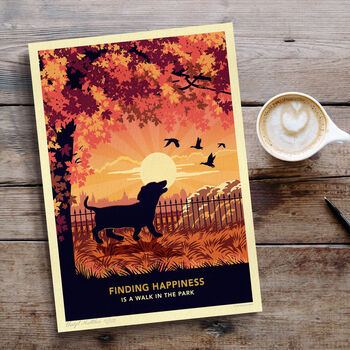 Dachshund In An Autumn Park. Limited Edition Dog Print, 3 of 8