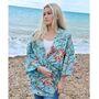Blue Orchid Print Cotton Summer Jacket, thumbnail 3 of 4