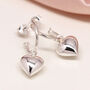 Sterling Silver Half Hoop Earrings With Heart Charm, thumbnail 7 of 10