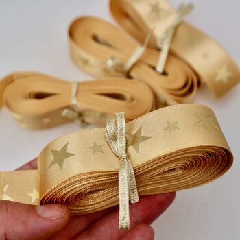 Satin Gold Star Gift Wrapping Ribbons, 4 of 7