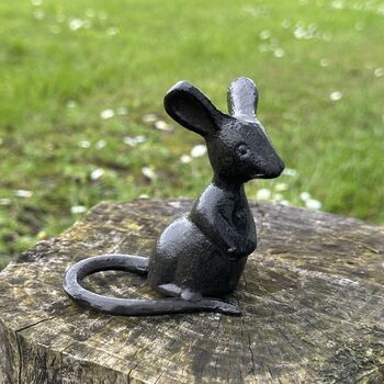 Set Of Two Solid Cast Iron Mice In Gift Pouch, 6 of 7