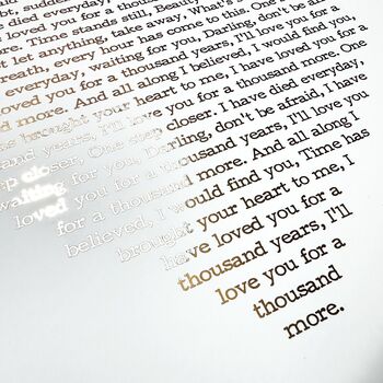 Metallic Personalised Song Lyrics Heart Print, 3 of 8
