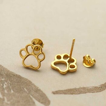 Sterling Silver Paw Print Studs, 4 of 9