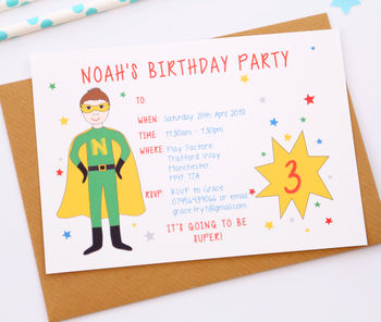 Superhero Personalised Birthday Party Invitations, 3 of 6