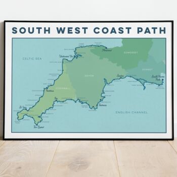 South West Coast Path Map Art Print, 2 of 9