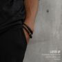 Men's Black Braided Leather Bracelet, thumbnail 8 of 9