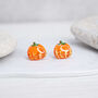 Halloween Glitter Pumpkin Stud Earrings, thumbnail 2 of 4