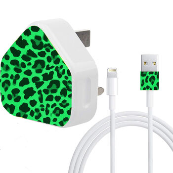 Neon Leopard Charger And Cable Sticker, 7 of 10