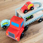 Personalised Car Carrier Lorry Wooden Toy Play Set, thumbnail 3 of 4