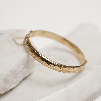 Hand Engraved Vintage Style Rolled Gold Bangle, 2 of 4