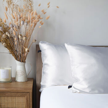 Silk Pillowcase White 100% Pure Soft Mulberry Silk Floral Luxury Hair Care Standard Double 50x75cm, 5 of 5