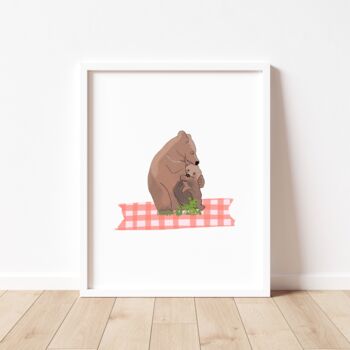 Beau Bear And Baby Picnic Art Print, 3 of 5
