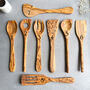 8pc Italian Olive Wood Kitchen Utensil Set, thumbnail 2 of 8