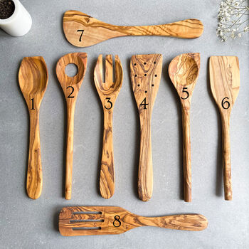 8pc Italian Olive Wood Kitchen Utensil Set, 2 of 8