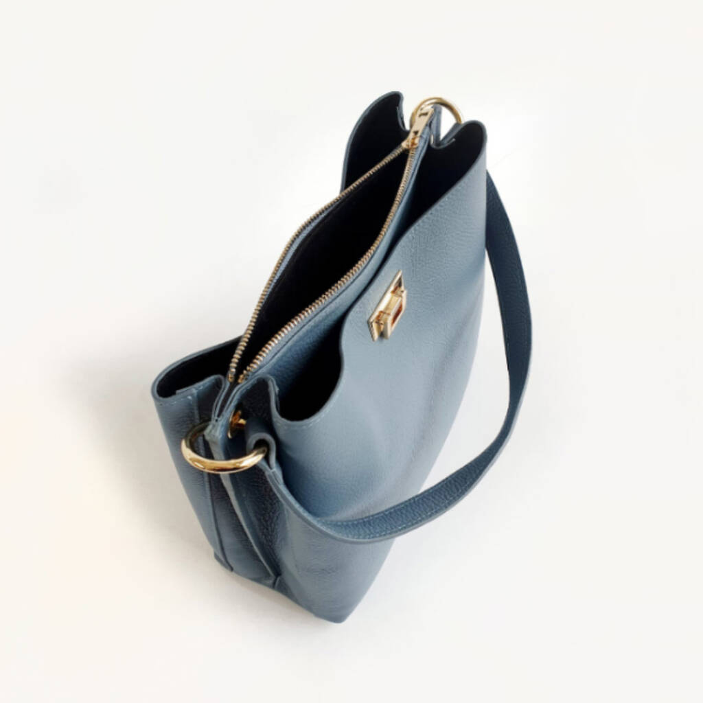 Denim Blue Leather Tote Bag And Strap By Apatchy | comicsahoy.com