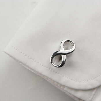 Infinity Cufflinks In Gold Coloured Stainless Steel, 4 of 5