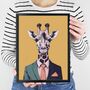 Giraffe In A Suit Portrait Illustration Art Print, thumbnail 3 of 3