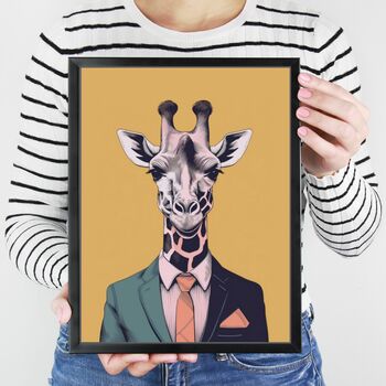 Giraffe In A Suit Portrait Illustration Art Print, 3 of 3