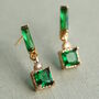 Art Deco Emerald Cube Earrings, thumbnail 1 of 7