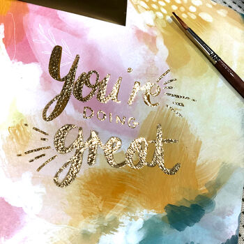 Art Print With Customisable Affirmation Gilded 24k Gold, 3 of 5